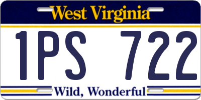 WV license plate 1PS722