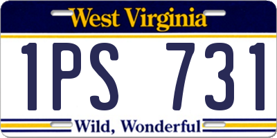 WV license plate 1PS731