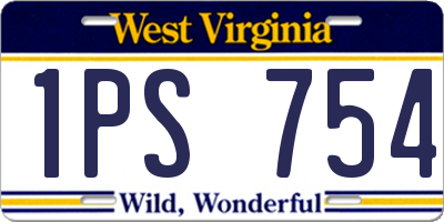 WV license plate 1PS754