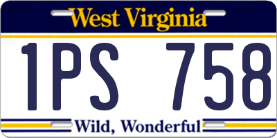 WV license plate 1PS758