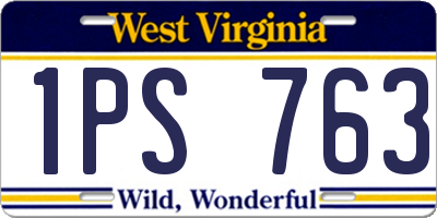 WV license plate 1PS763