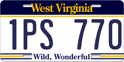 WV license plate 1PS770