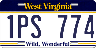 WV license plate 1PS774
