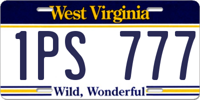 WV license plate 1PS777