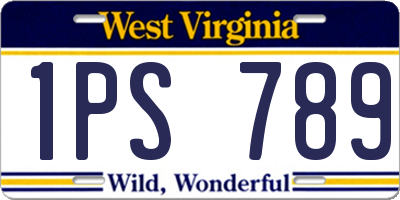WV license plate 1PS789