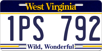 WV license plate 1PS792