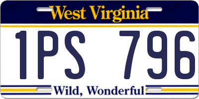 WV license plate 1PS796