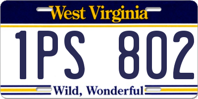 WV license plate 1PS802