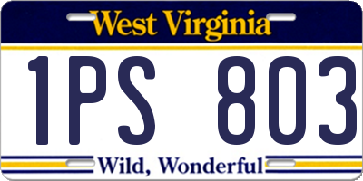 WV license plate 1PS803