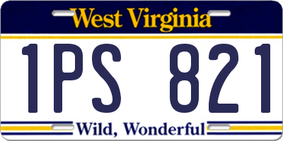 WV license plate 1PS821