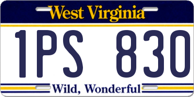 WV license plate 1PS830