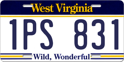 WV license plate 1PS831