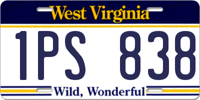 WV license plate 1PS838