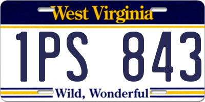 WV license plate 1PS843