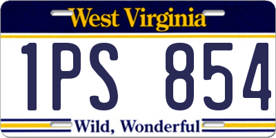 WV license plate 1PS854