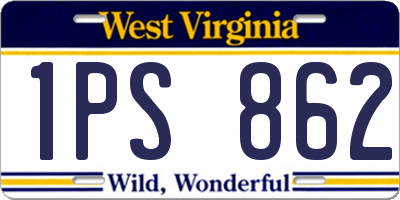 WV license plate 1PS862