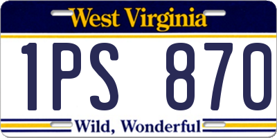 WV license plate 1PS870