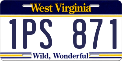 WV license plate 1PS871