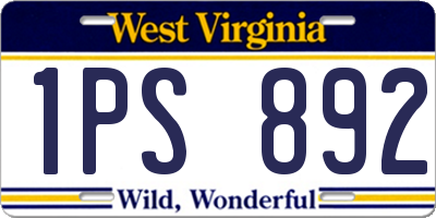 WV license plate 1PS892