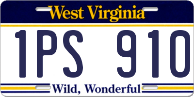 WV license plate 1PS910