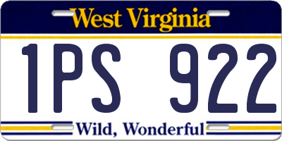 WV license plate 1PS922