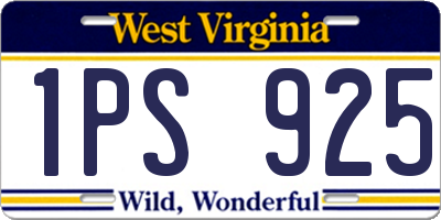 WV license plate 1PS925