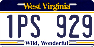WV license plate 1PS929
