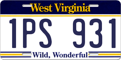 WV license plate 1PS931