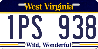 WV license plate 1PS938