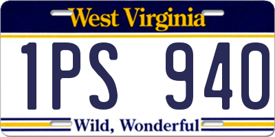 WV license plate 1PS940