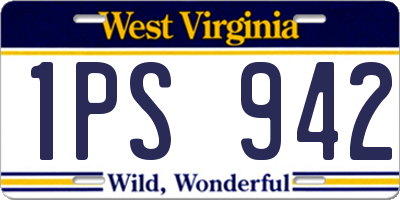 WV license plate 1PS942