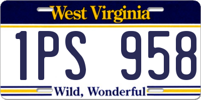 WV license plate 1PS958