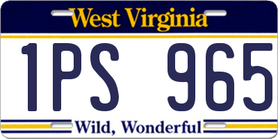 WV license plate 1PS965