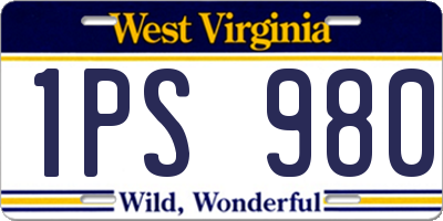 WV license plate 1PS980