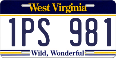 WV license plate 1PS981