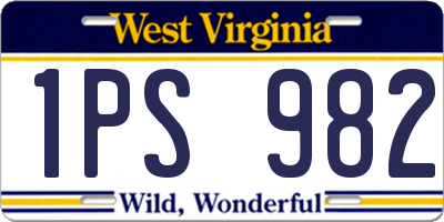 WV license plate 1PS982