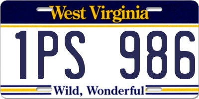 WV license plate 1PS986