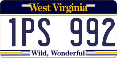 WV license plate 1PS992
