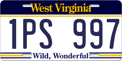 WV license plate 1PS997