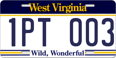WV license plate 1PT003