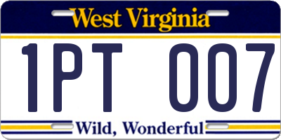 WV license plate 1PT007