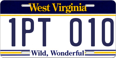 WV license plate 1PT010