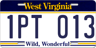 WV license plate 1PT013