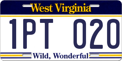 WV license plate 1PT020