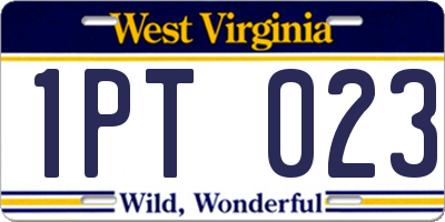 WV license plate 1PT023
