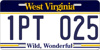 WV license plate 1PT025