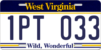 WV license plate 1PT033