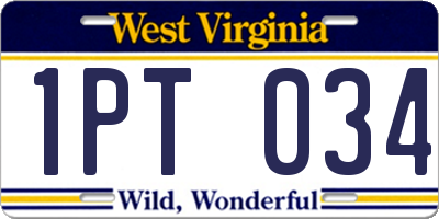 WV license plate 1PT034