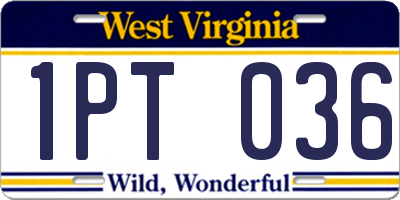 WV license plate 1PT036