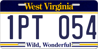 WV license plate 1PT054
